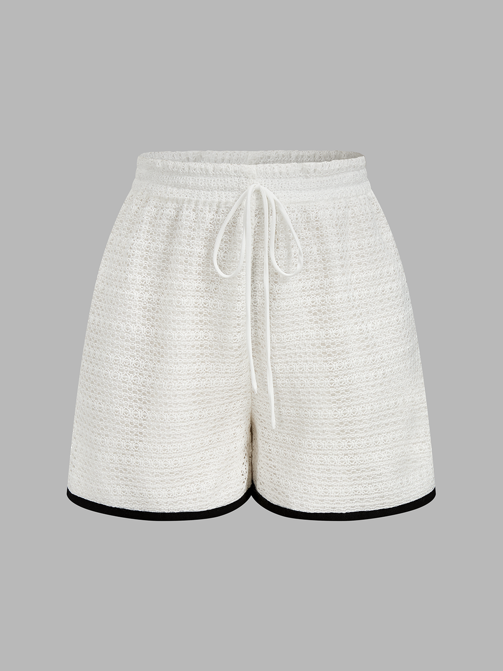 Knitted Contrast Binding Tie Front Top & Shorts Set