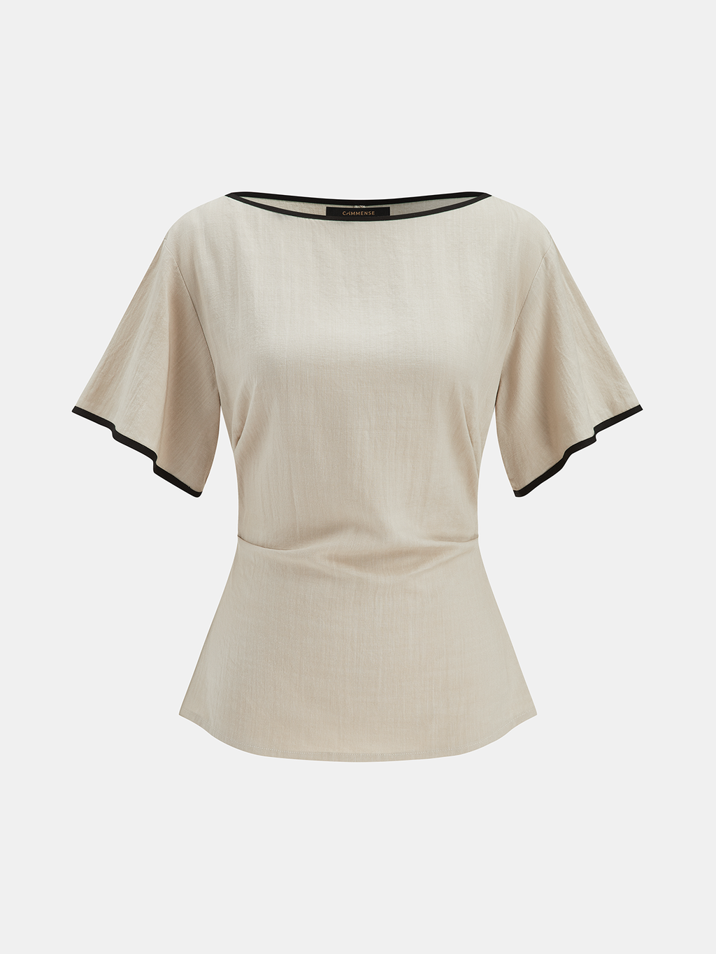 Lyocell Contrast Trim Ruched Top