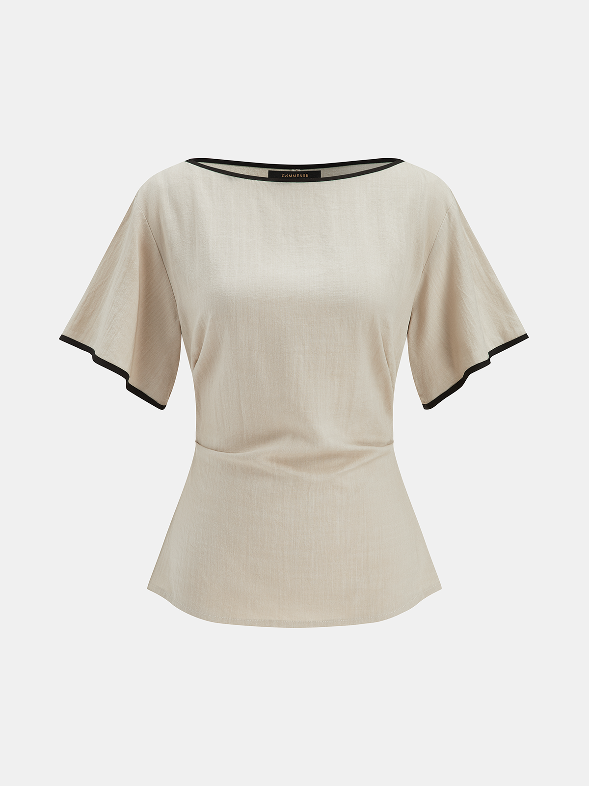 Lyocell Contrast Trim Ruched Top