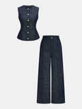 Cotton Blend Sleeveless Top & Pants Set