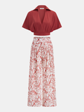 Cropped Top & Printed Wide Leg Pants