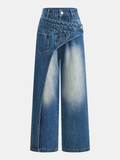 Asymmetric Deconstructed Wide Leg Jeans