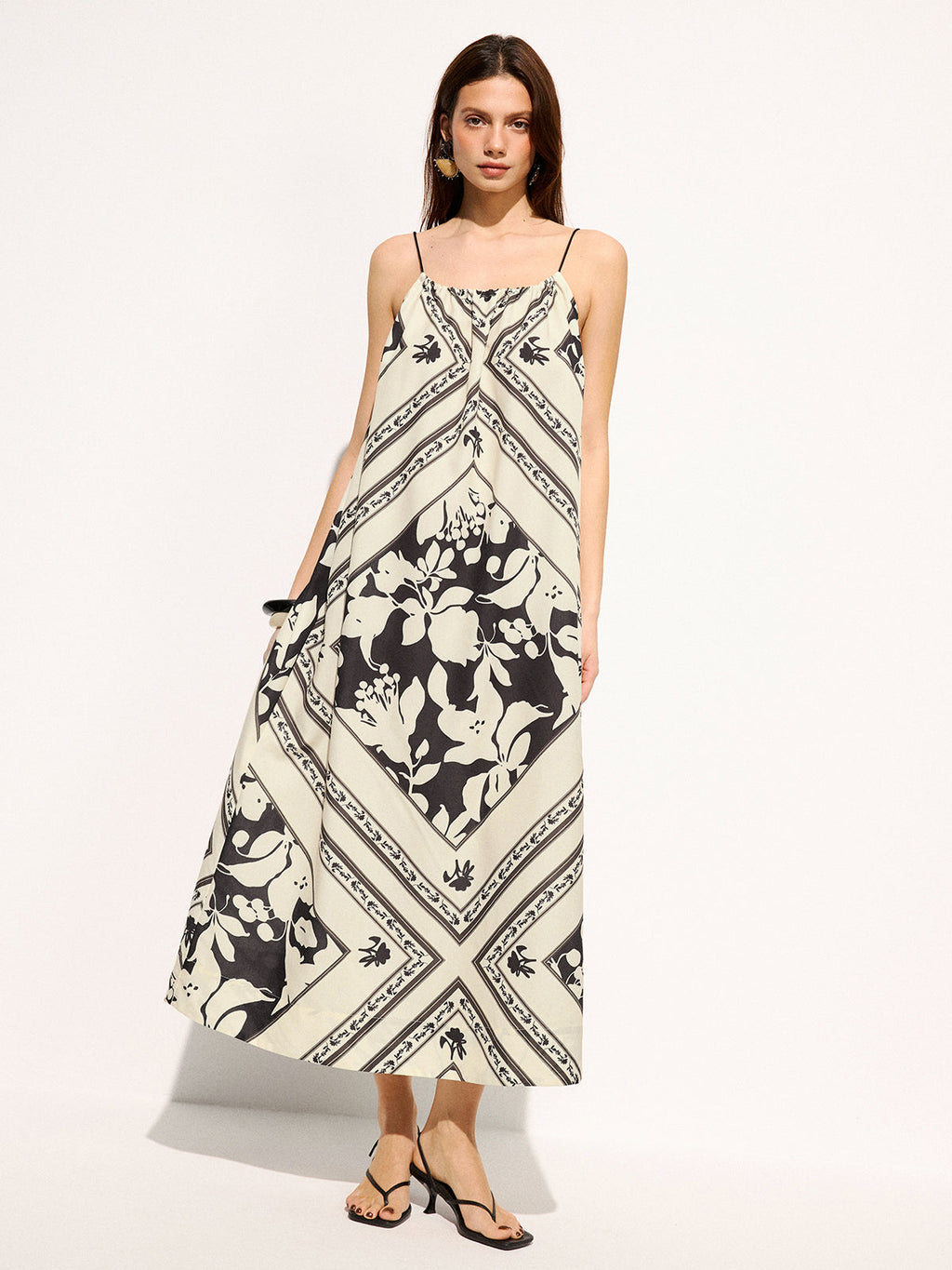 Oversized Floral Print Cami Maxi Dress