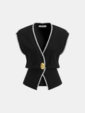 Contrast Trim Sleeveless Knit Vest