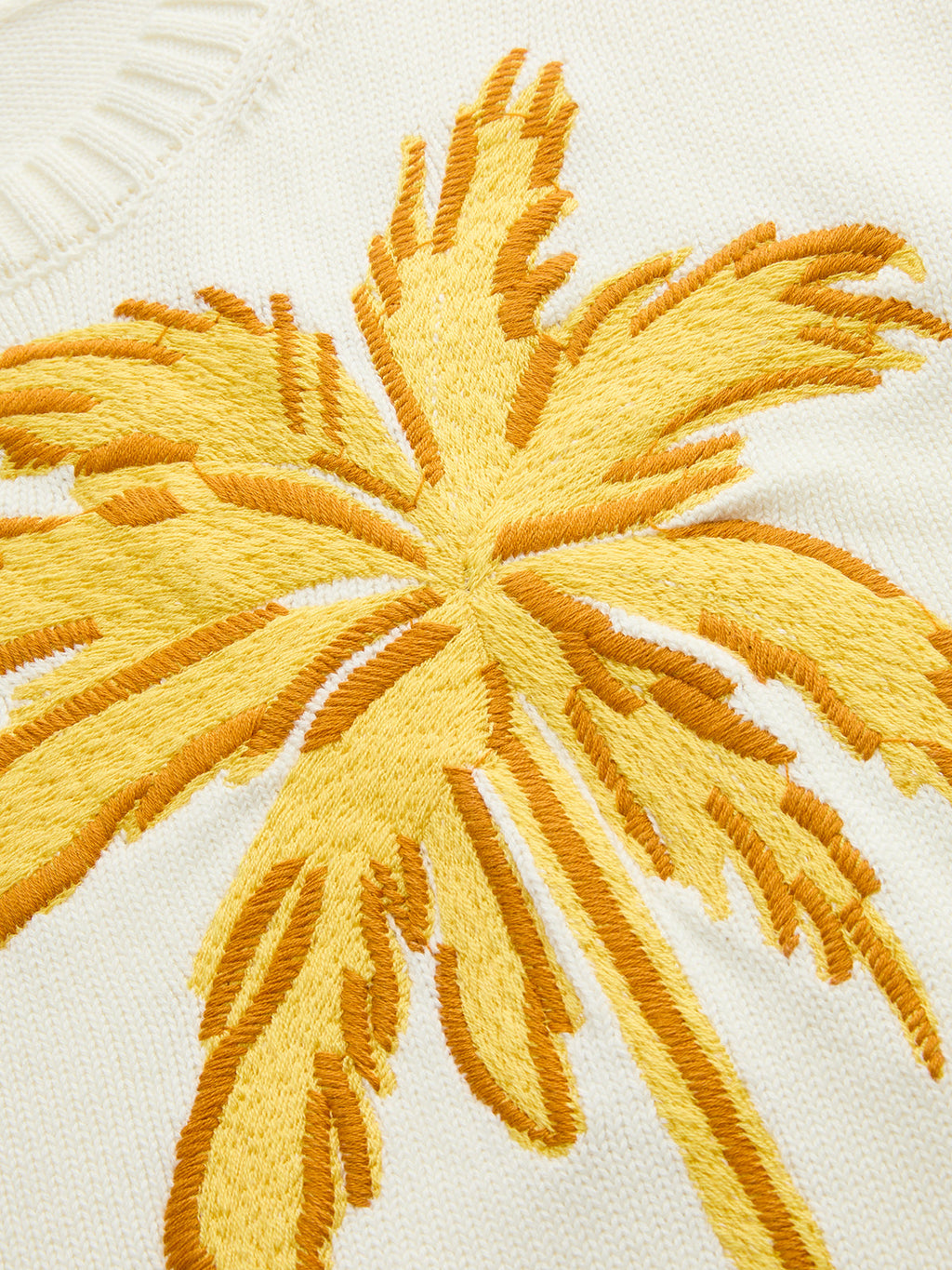 Embroidered Palm Tree Short Sleeve Knit Top