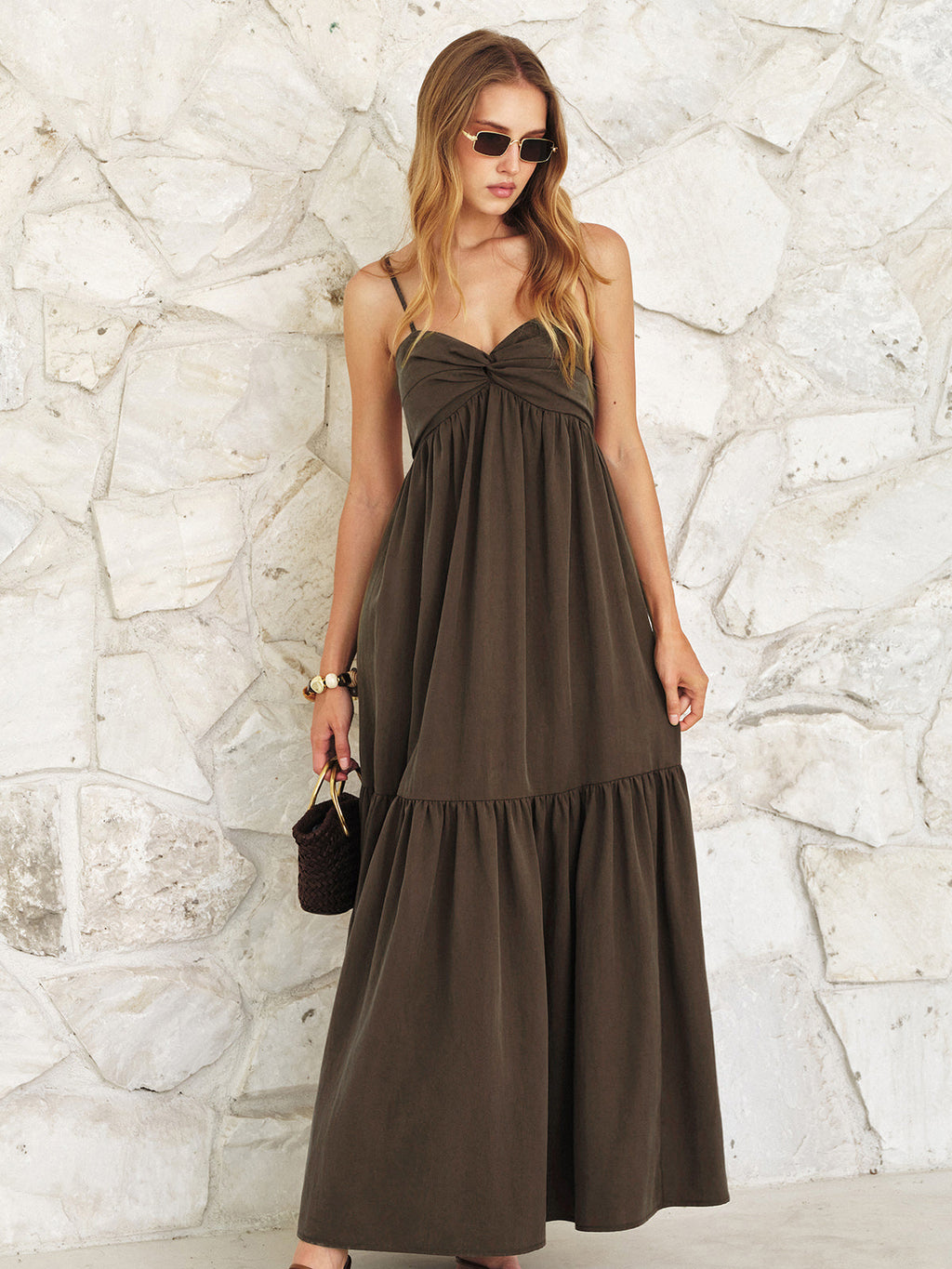 Twist Front Cami Maxi Dress