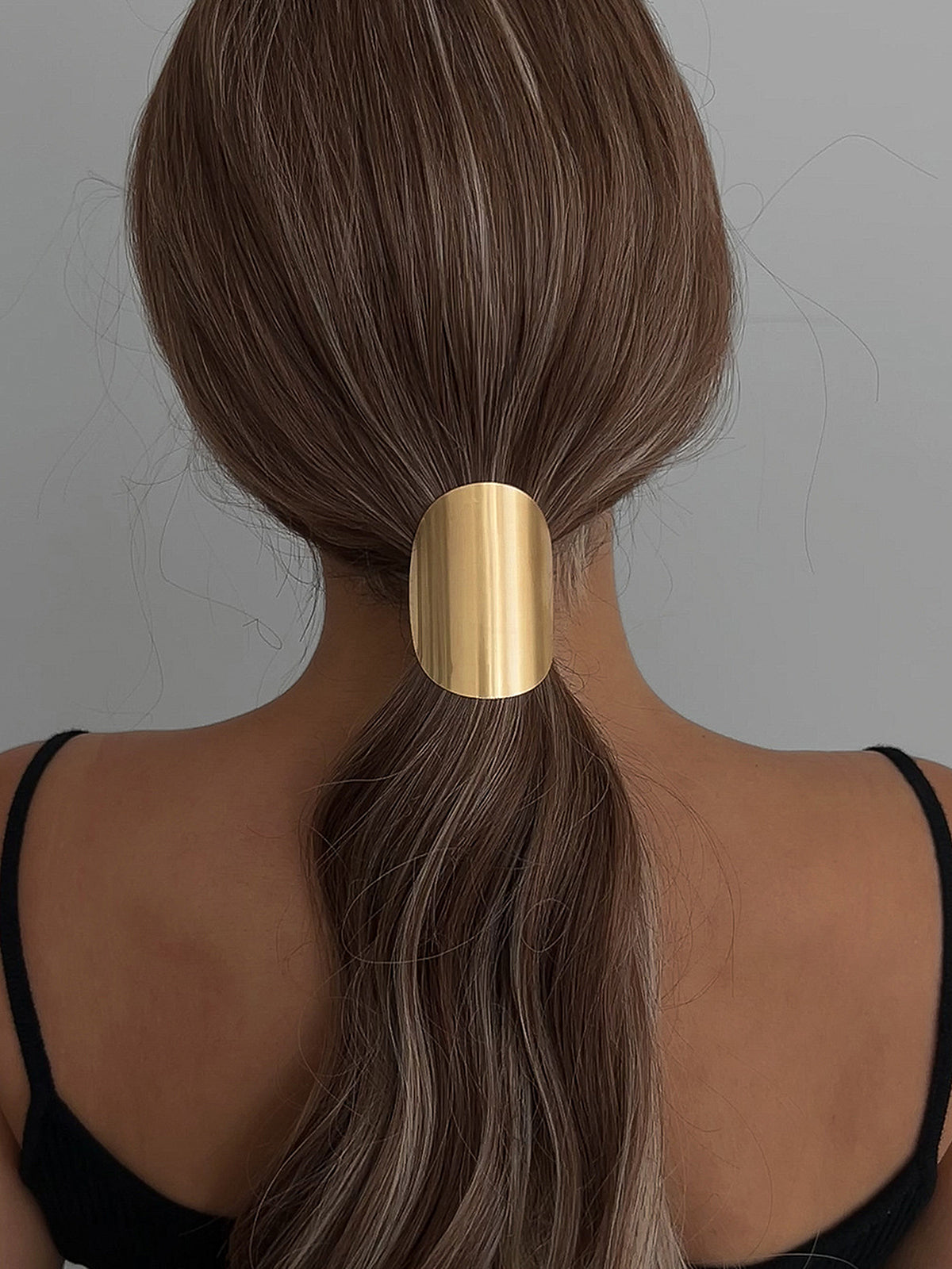 Minimalist Metallic Oval Ponytail Hair Clip