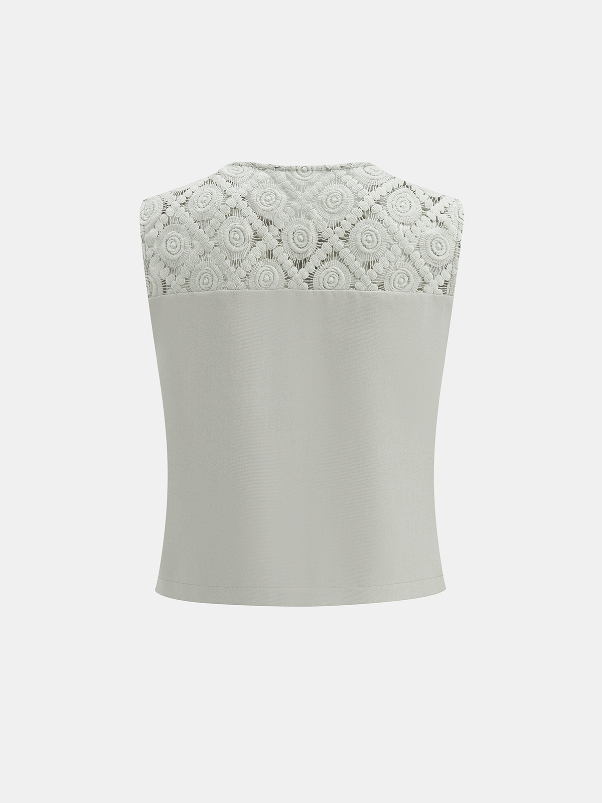 Lace Spliced Vest & Wide Leg Pants Set