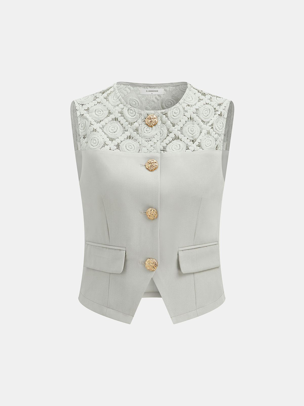 Lace Spliced Vest & Wide Leg Pants Set