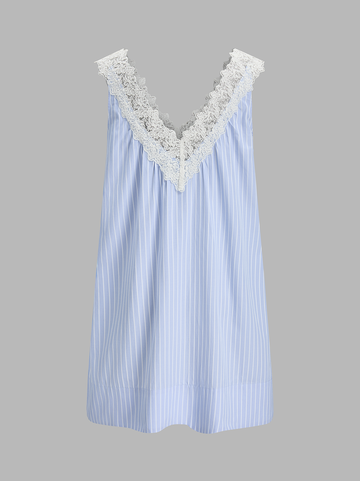 Striped Lace Trim V-Neck Mini Dress