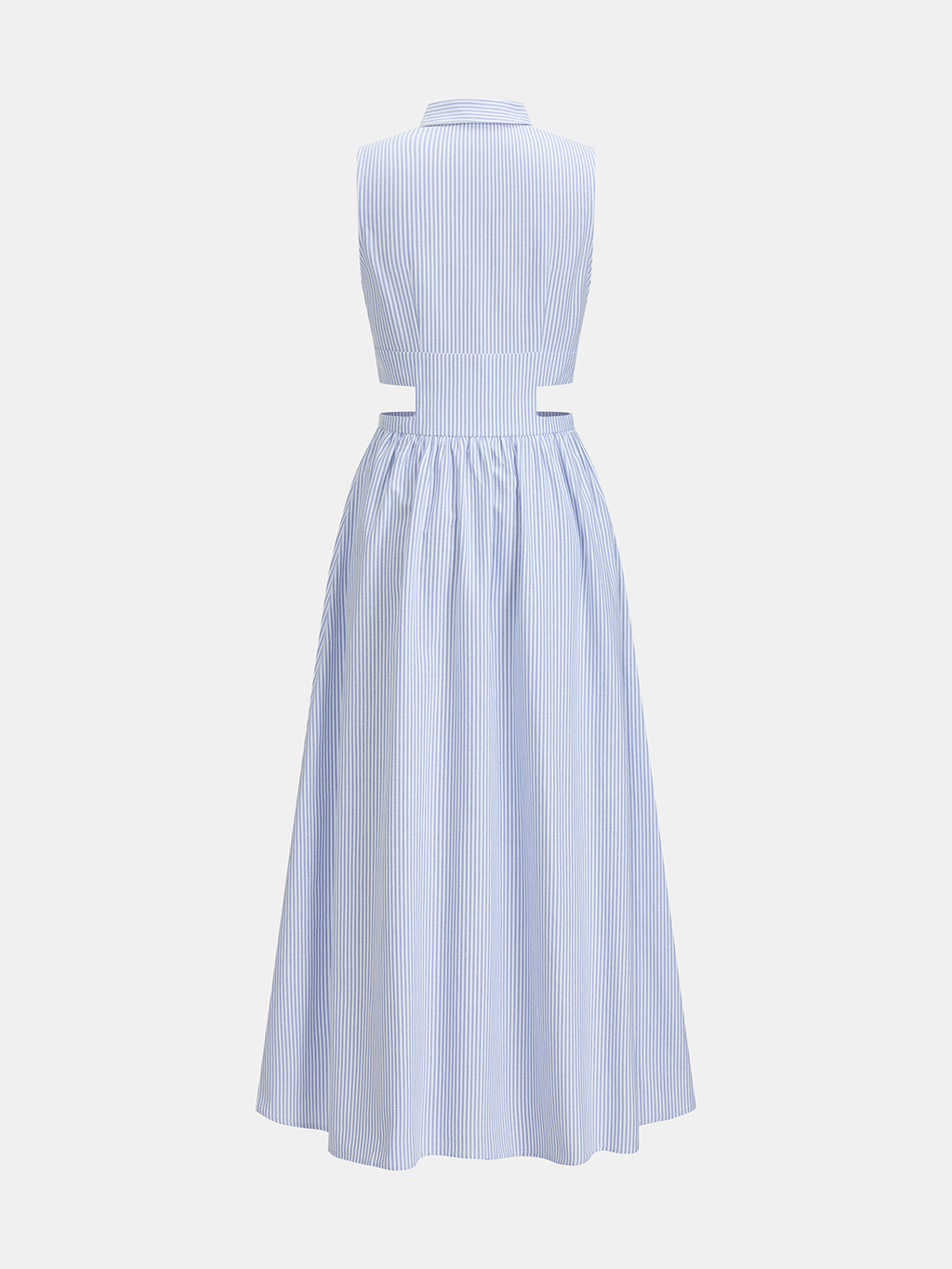 Sleeveless Cutout Striped Midi Shirt Dress