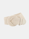 Round Buckle Straw Weave Belt