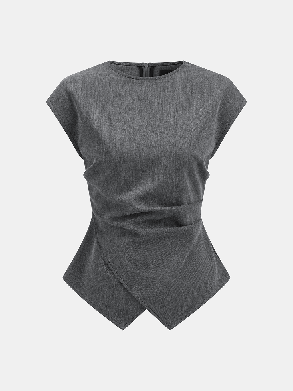 Cap Sleeve Ruched Blouse & Pleated Pants Set