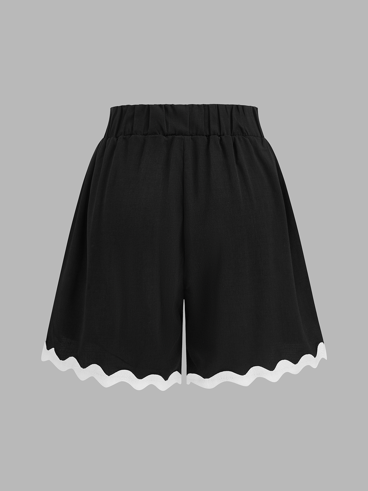Contrast Scallop Trim Short Sleeve Top & Shorts Set