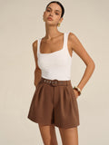Belted Mid-Waisted Shorts
