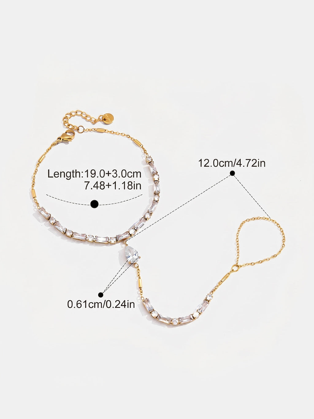 Pear Cut Zircon Hand Chain Bracelet