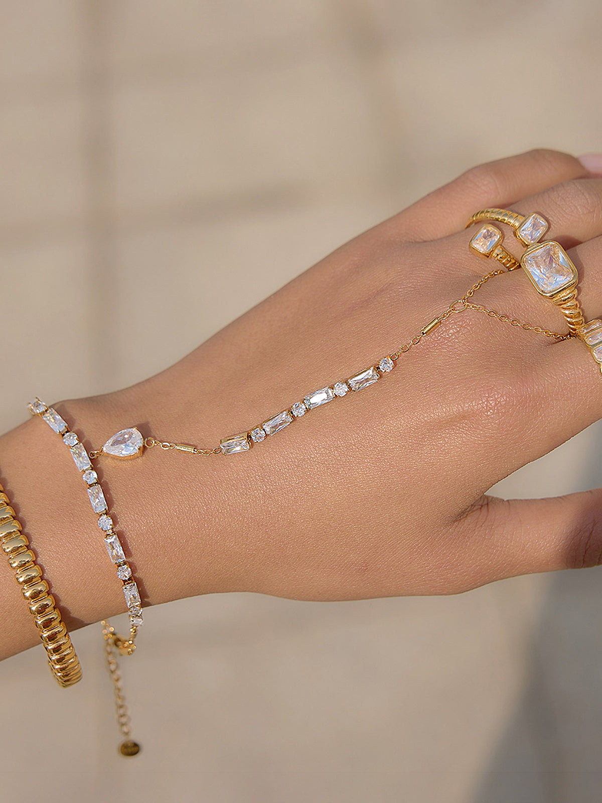 Pear Cut Zircon Hand Chain Bracelet