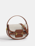 Vintage Buckle Saddle Crossbody Handbag