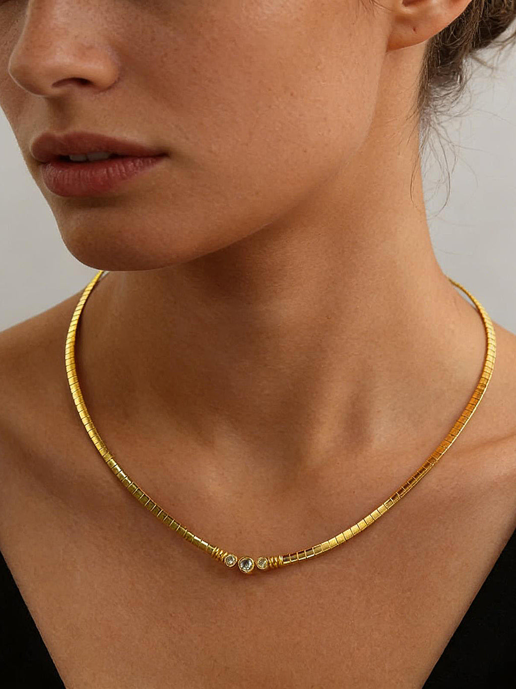 Minimalist Diamond Omega Chain Necklace