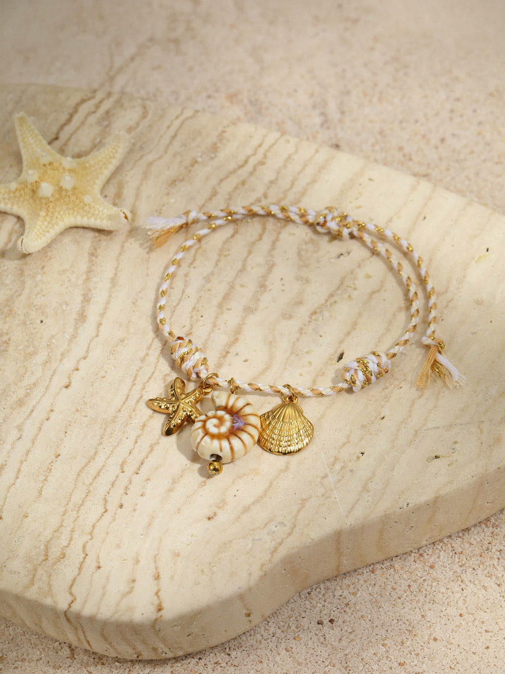 Ocean Starfish Shell Braided Bracelet