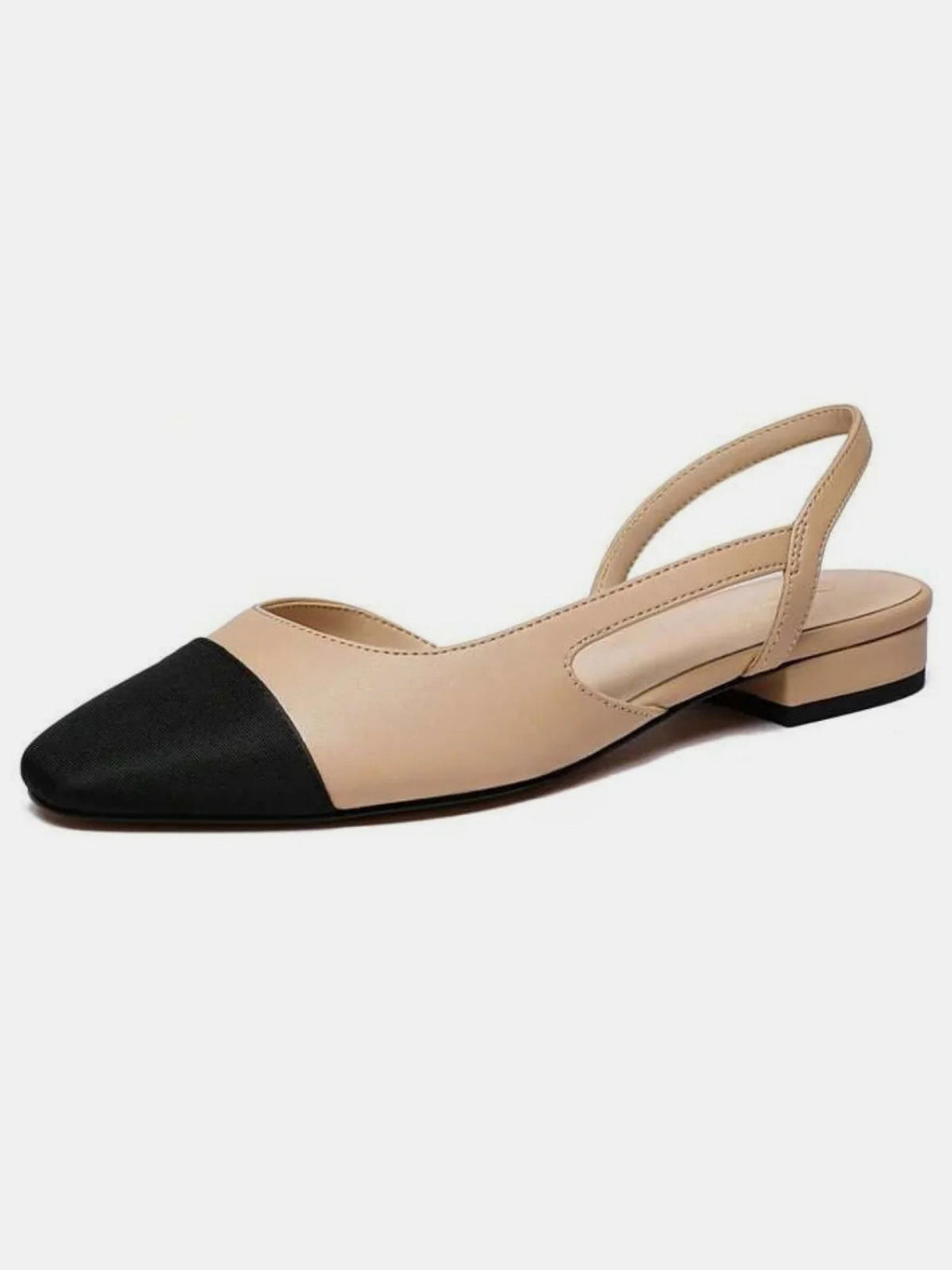 Square Toe Slingback Low Heel Sandals