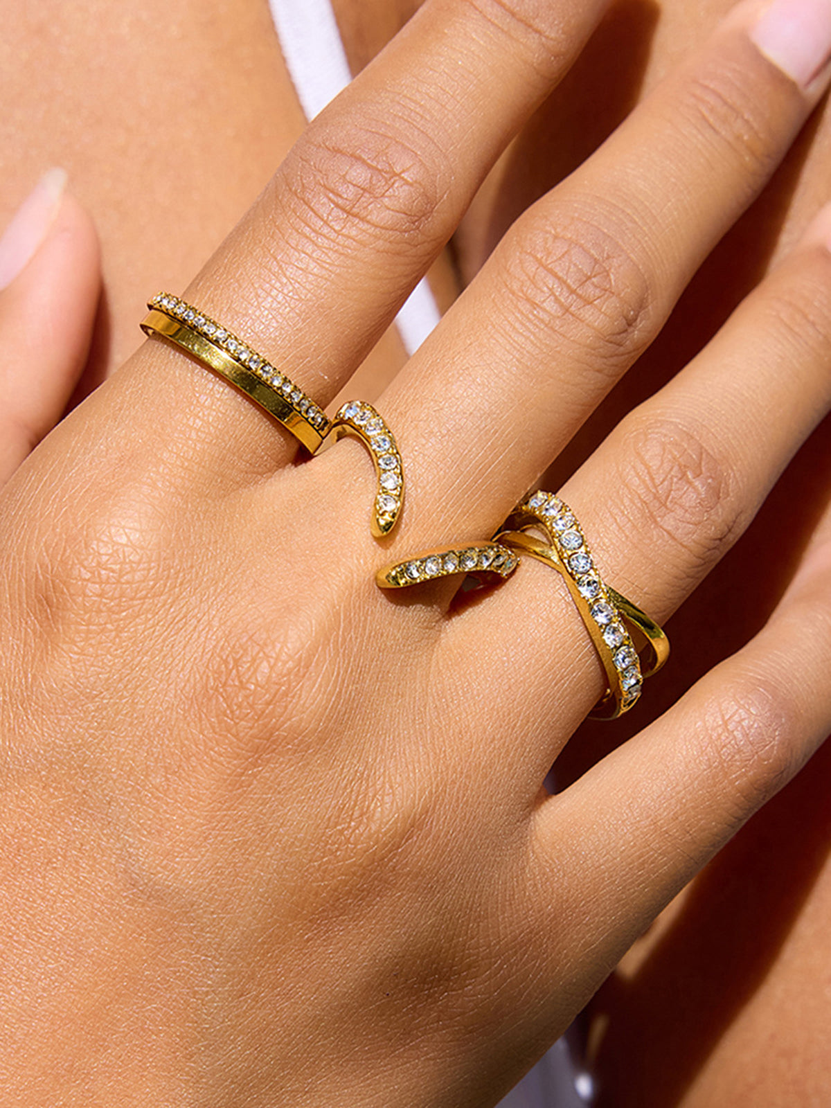 Crisscross Cubic Zircon Band Rings