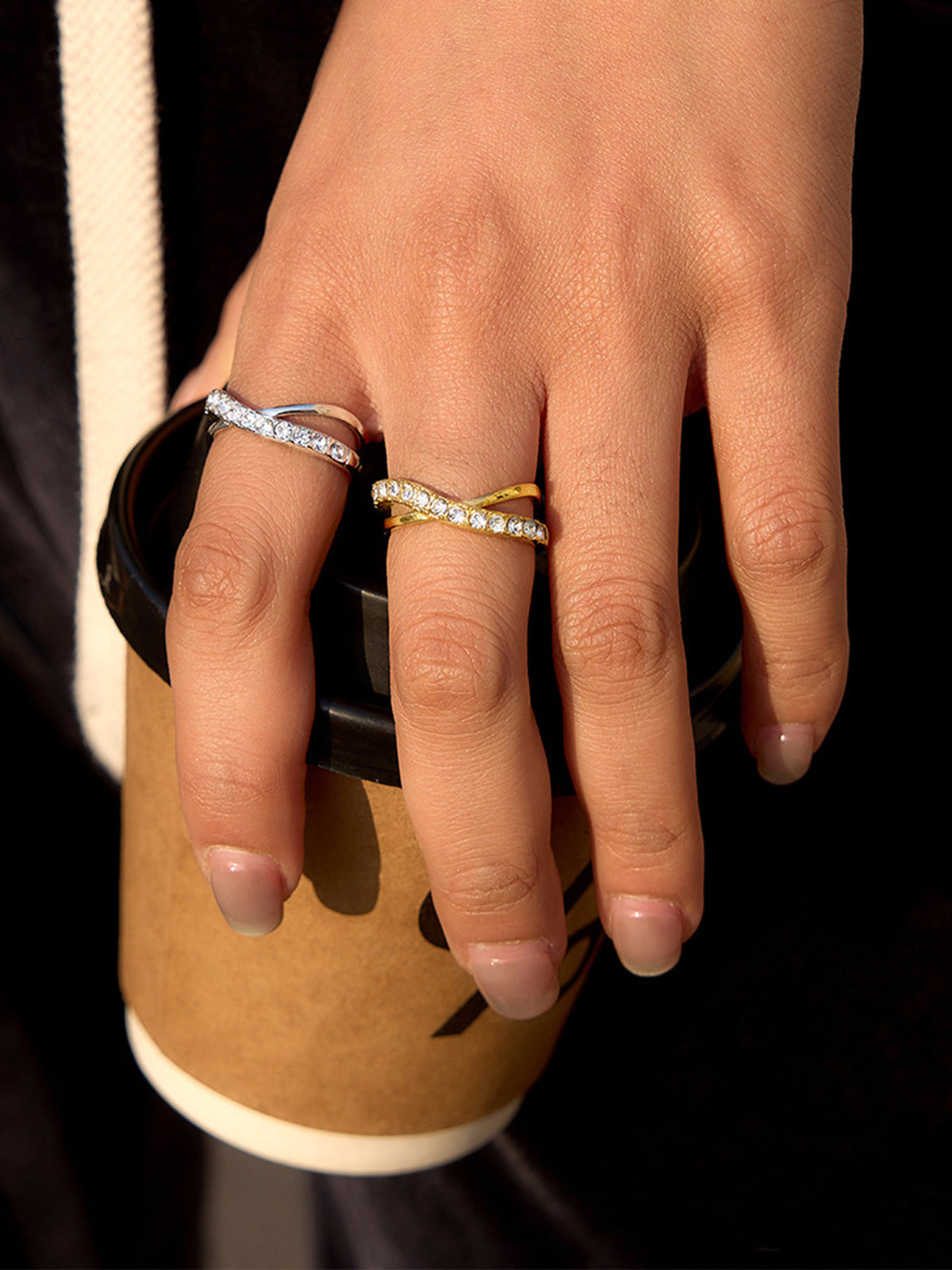 Crisscross Cubic Zircon Band Rings