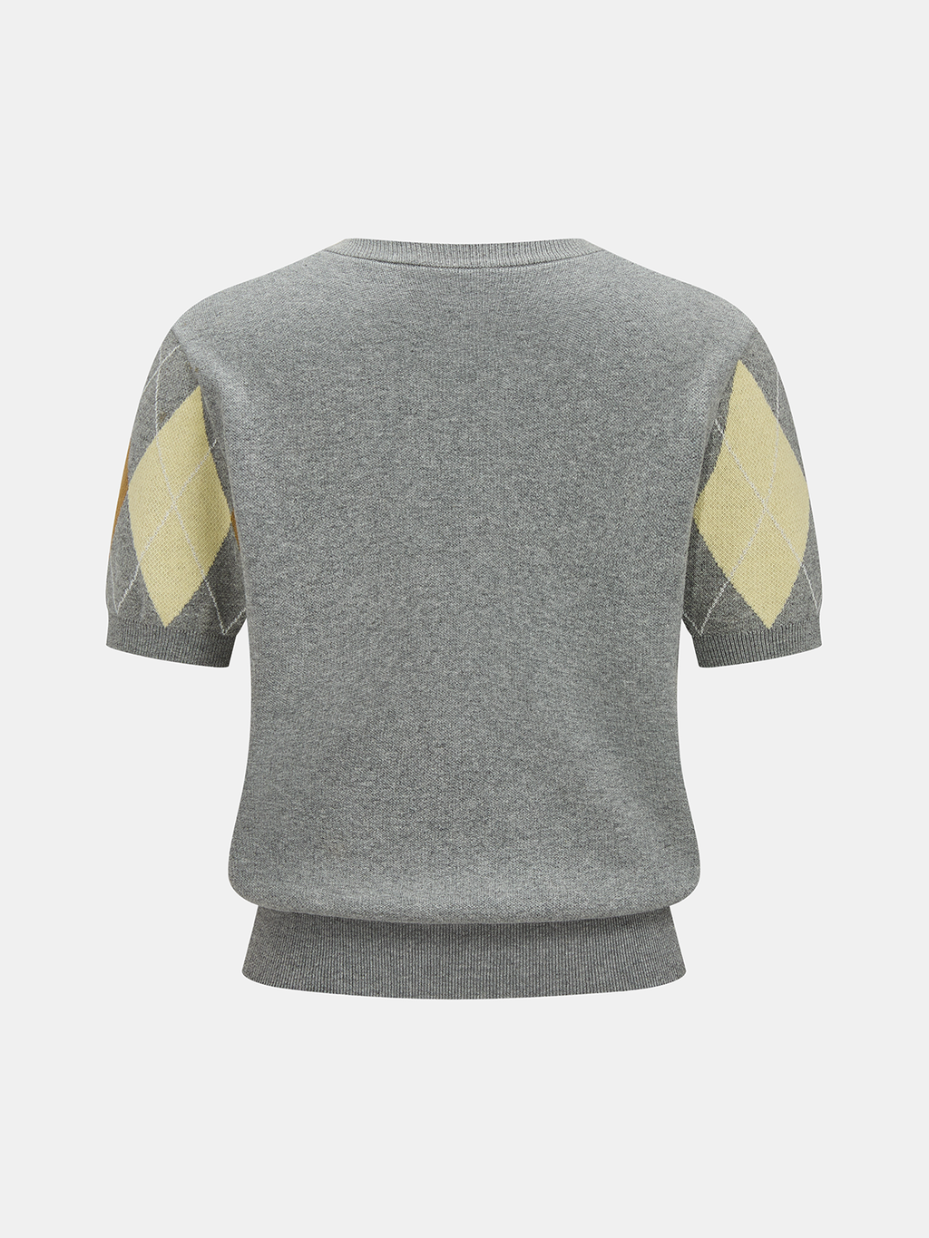 Argyle Short Sleeve Knit Sweater