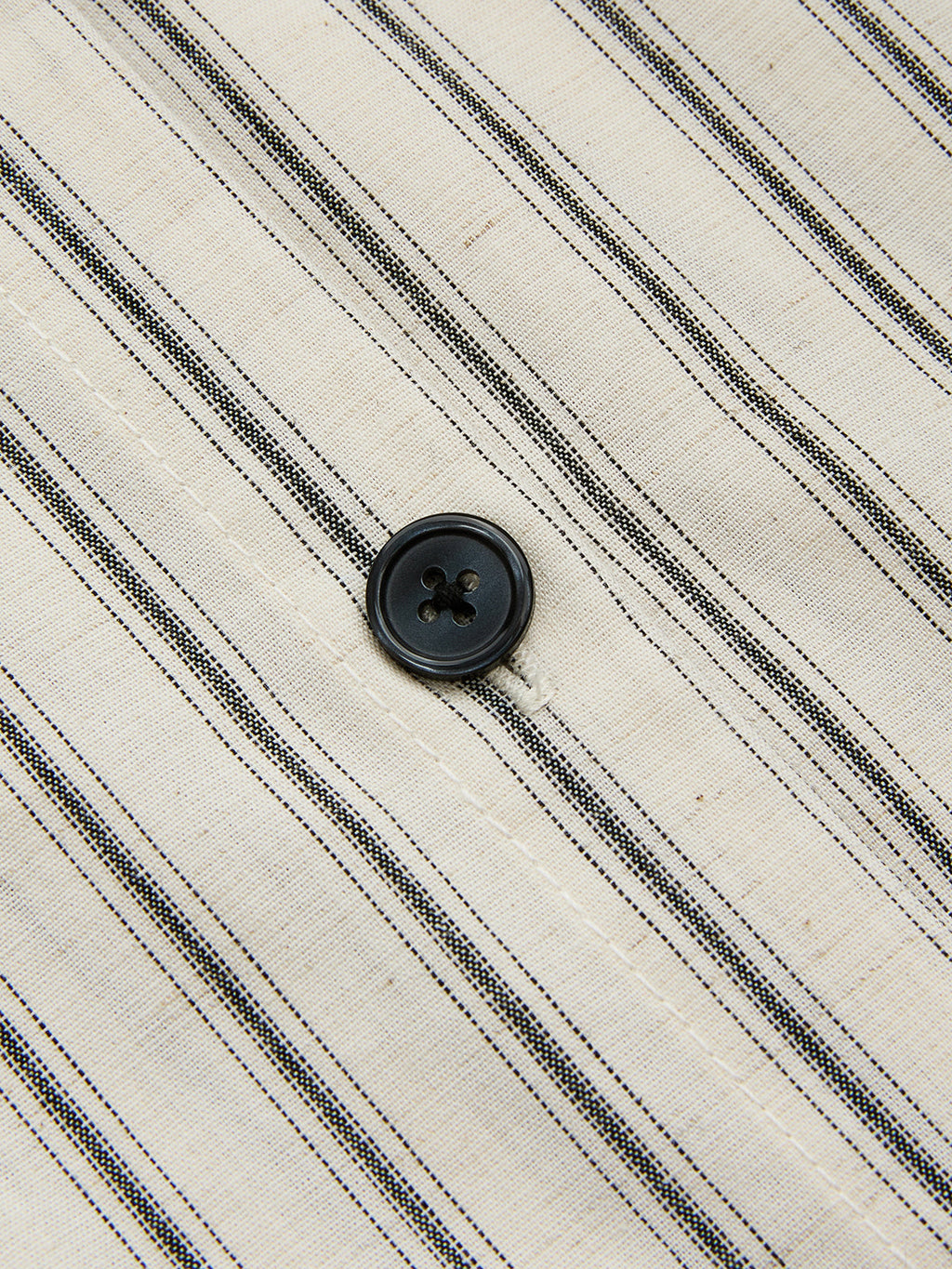 Cotton Linen Striped Midi Shirt Dress
