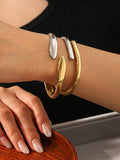 Spring Hinge Two-Tone Cuff Bangle