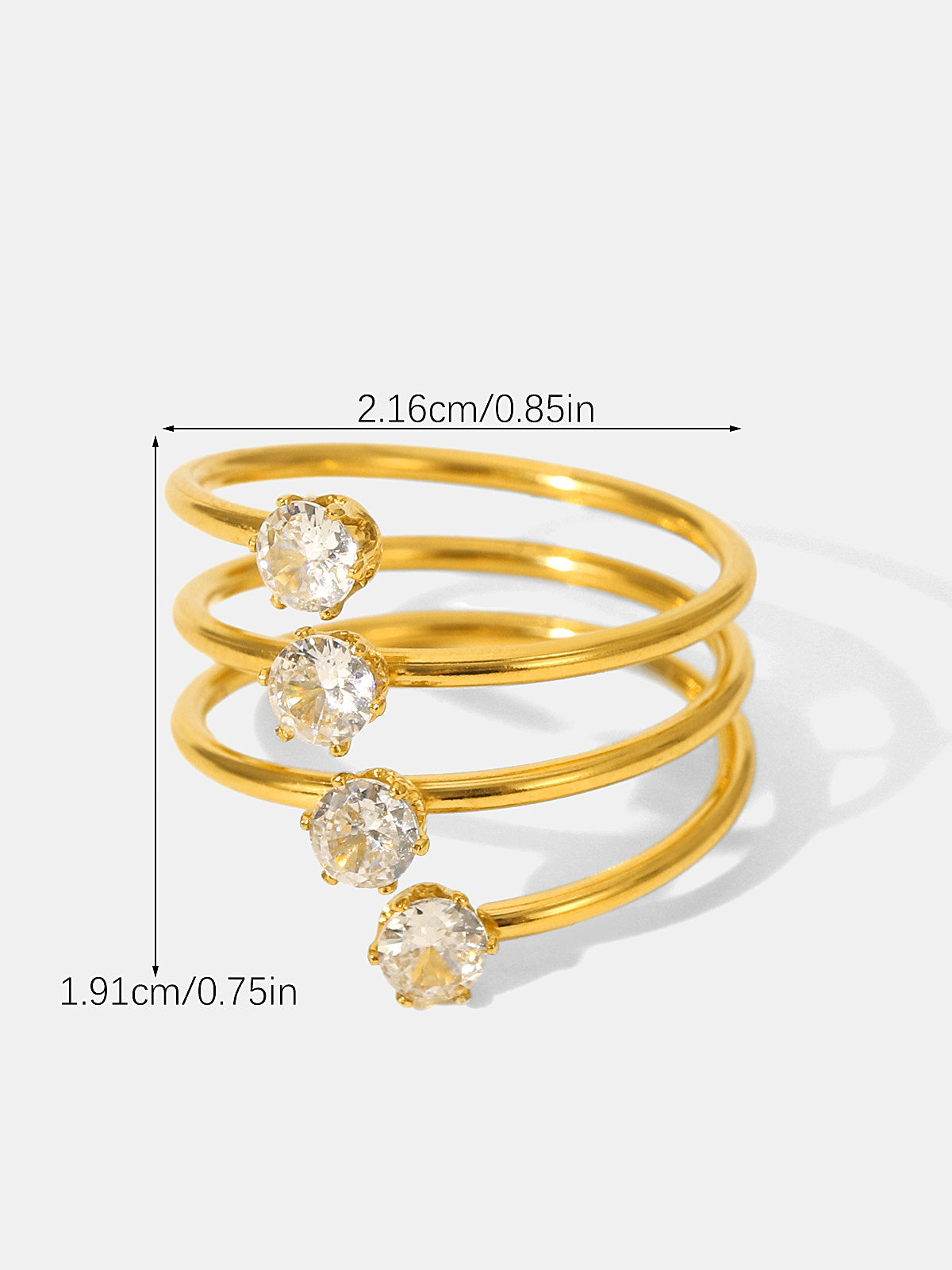 Four Clear Crystal Spiral Wrap Ring