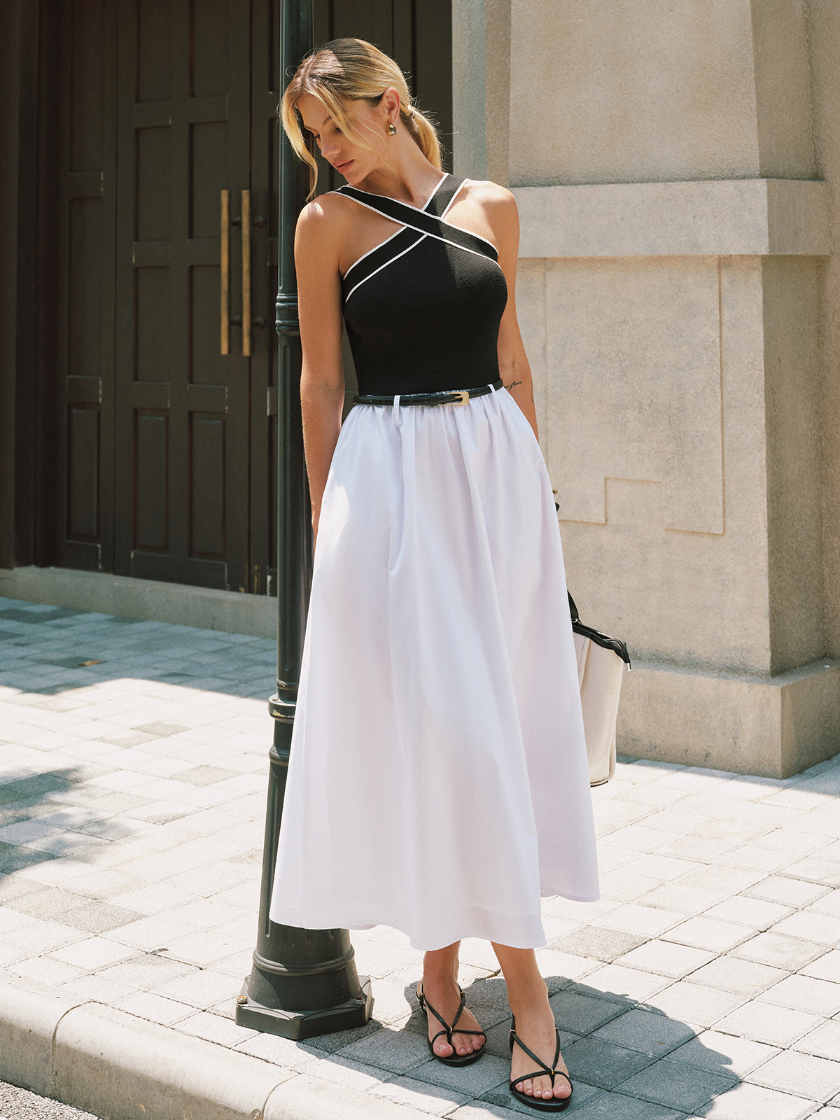 Crisscross Neck Backless Maxi Dress without Belt