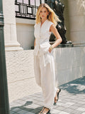 Striped Tencel Linen Blend Pants