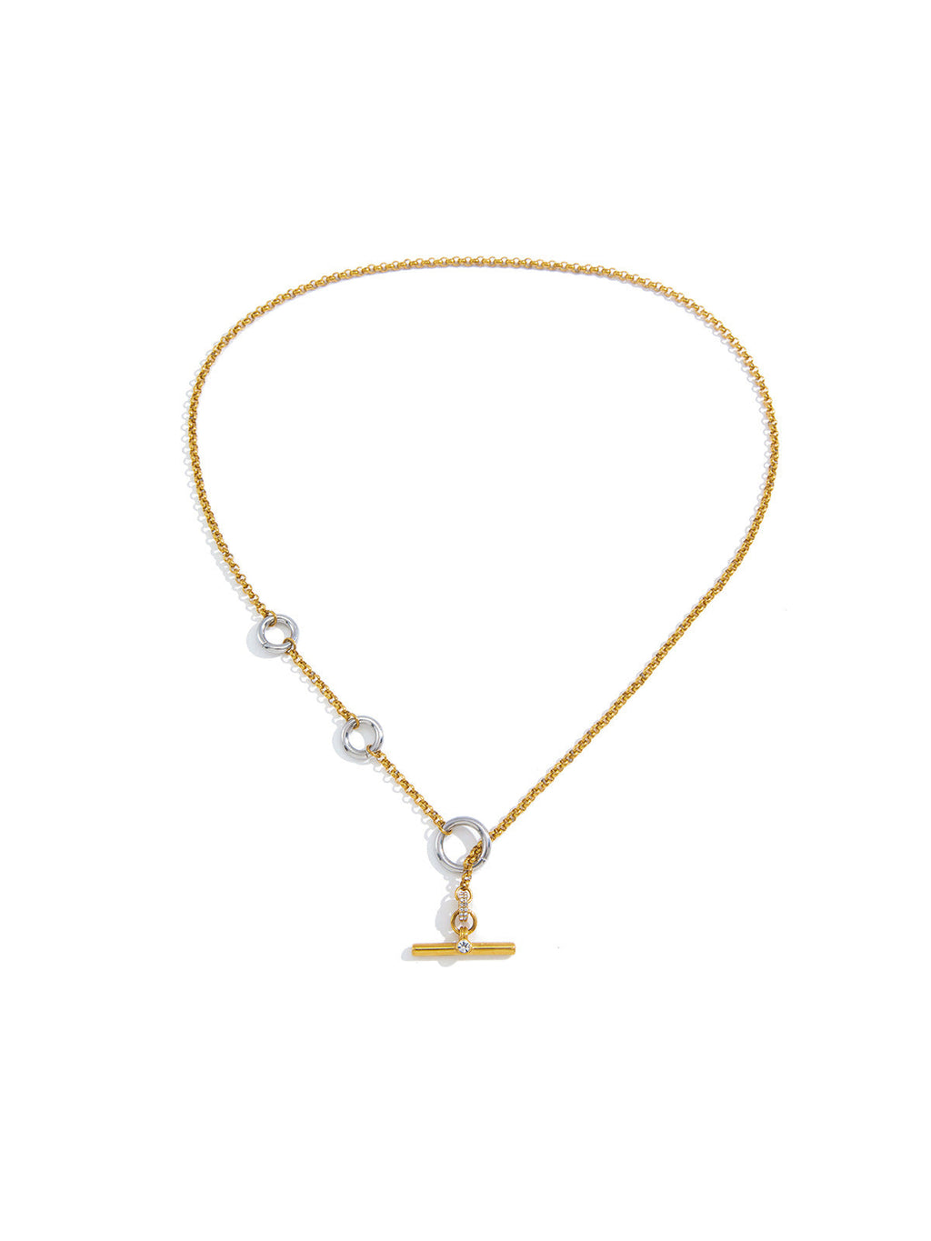 Crystal Accent Toggle Clasp Necklace