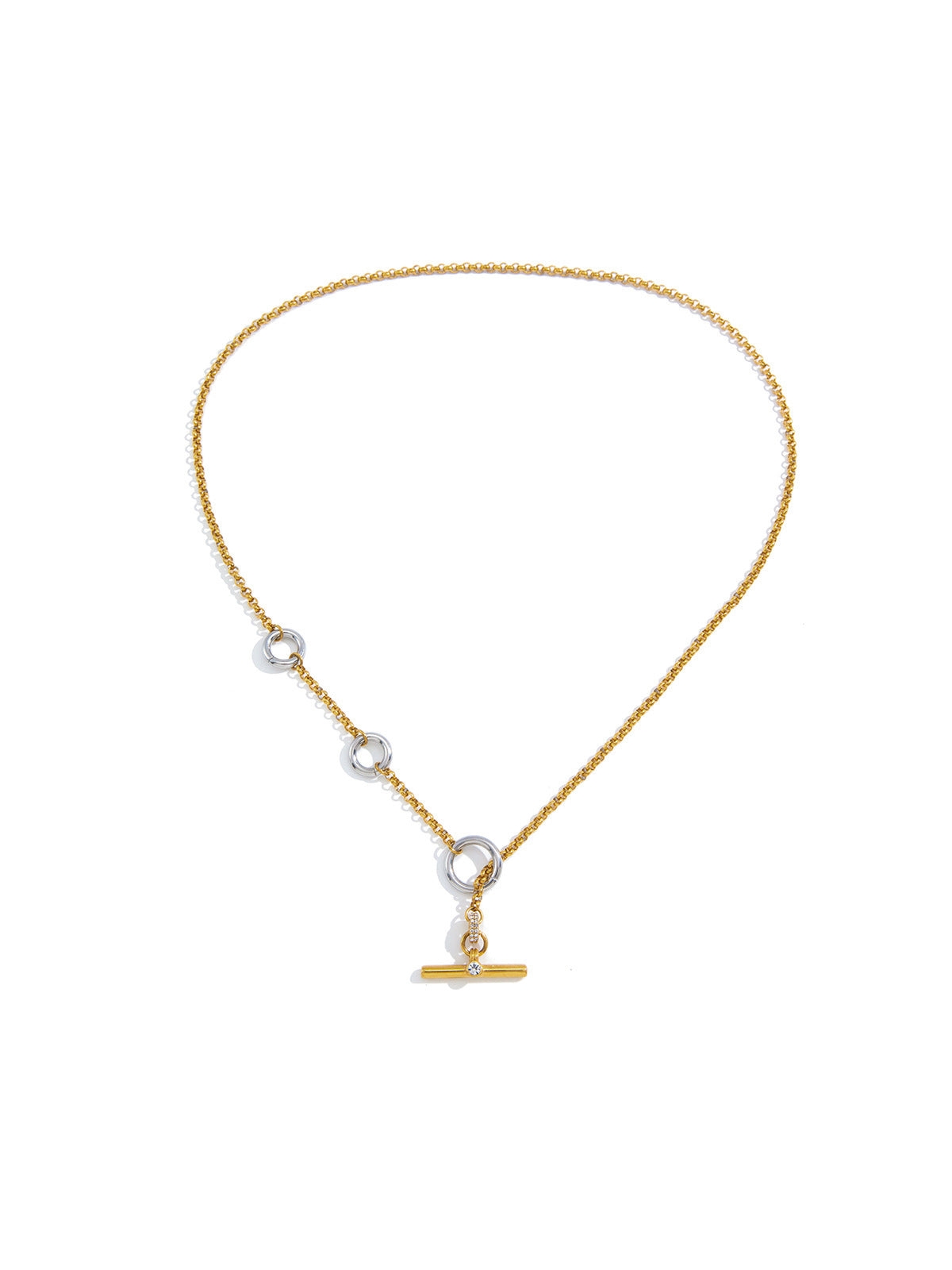 Crystal Accent Toggle Clasp Necklace