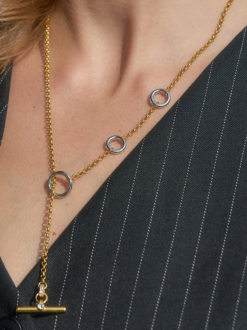 Crystal Accent Toggle Clasp Necklace