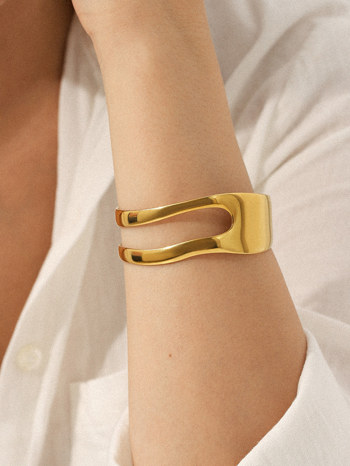 Modern Hollow Cut-Out Cuff Bangle