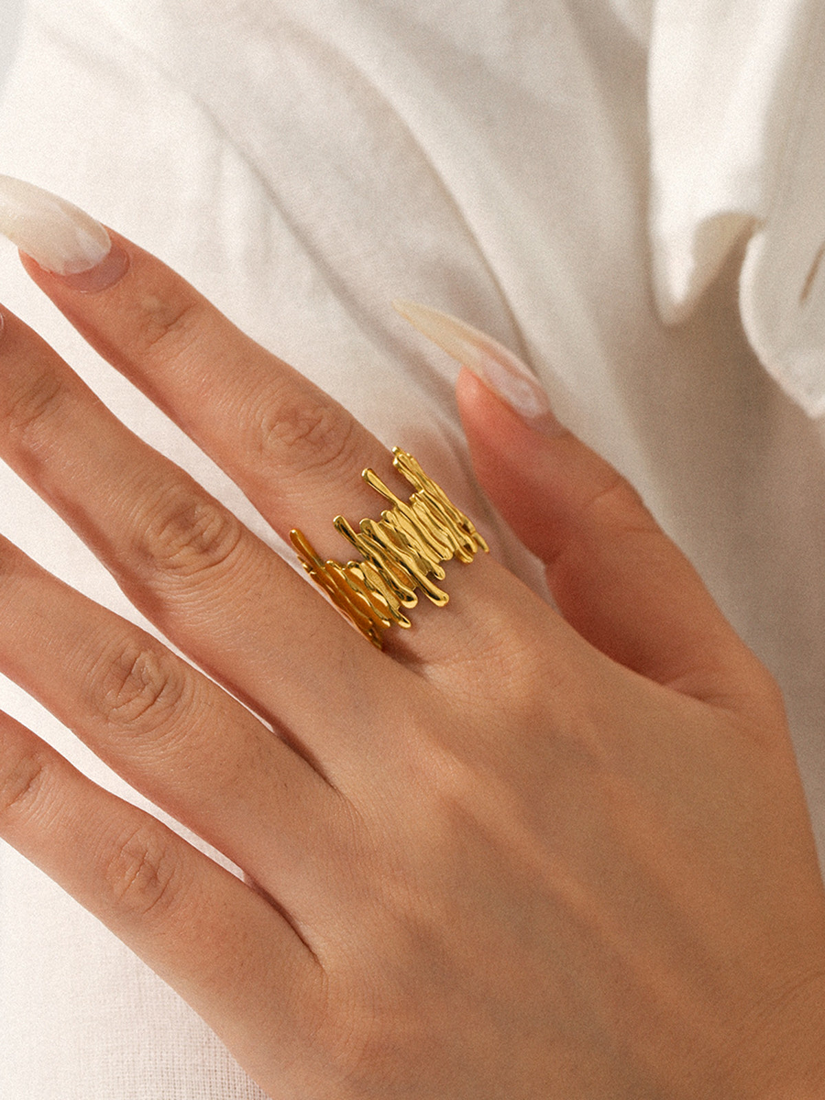 Irregular Drip Wide Band Ring