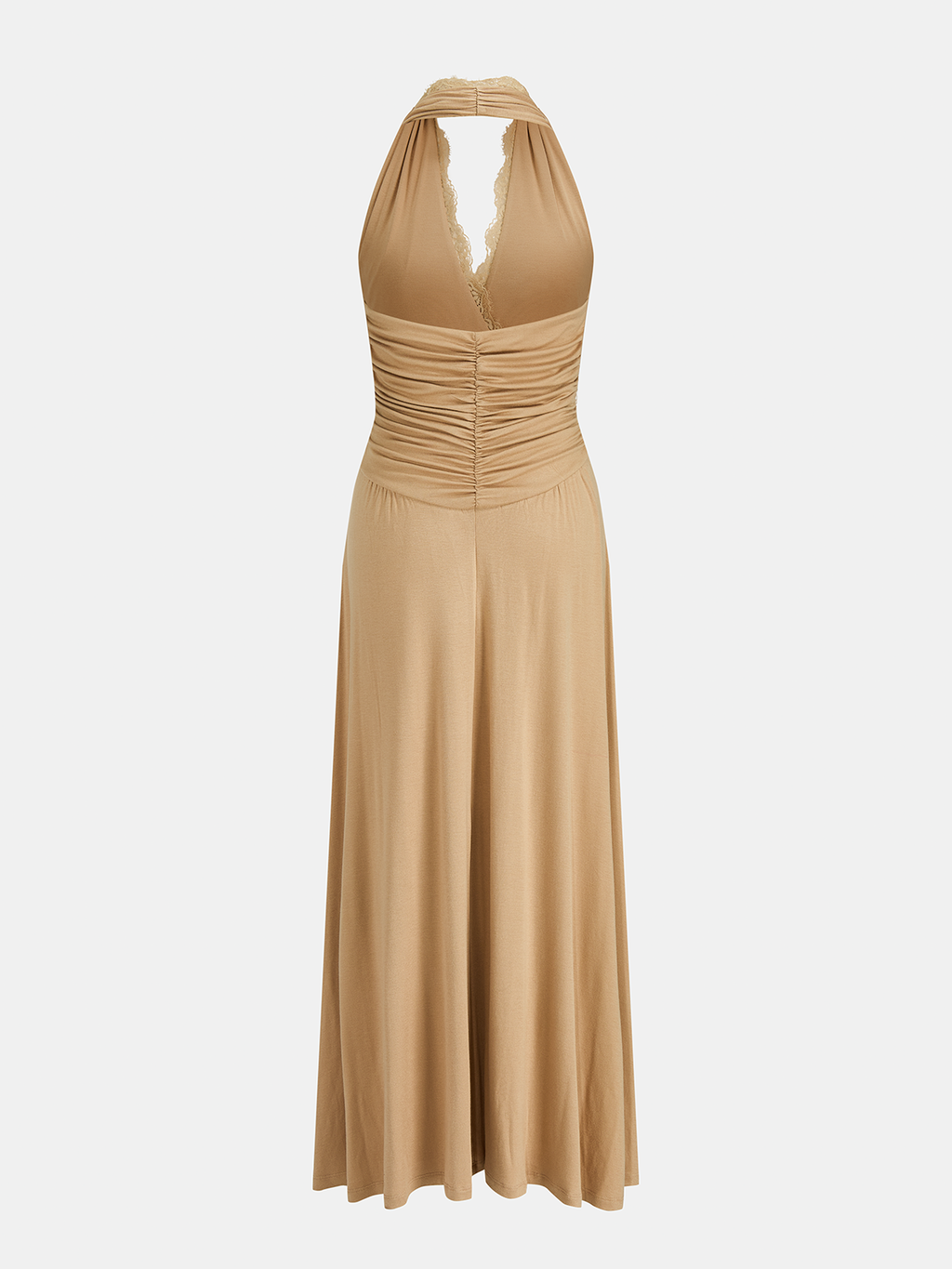 Lace Trim Halter Wrap Maxi Dress