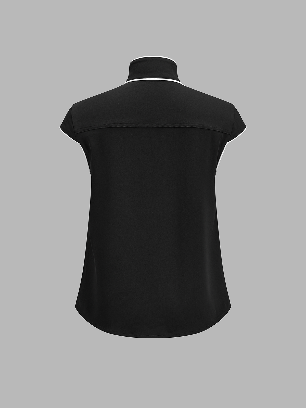 Contrast Piping Tie Neck Blouse