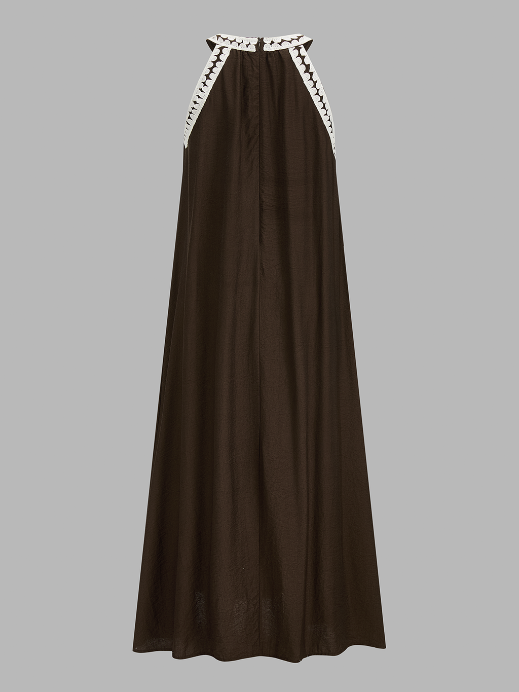 Contrast Trim Sleeveless Flowy Midi Dress