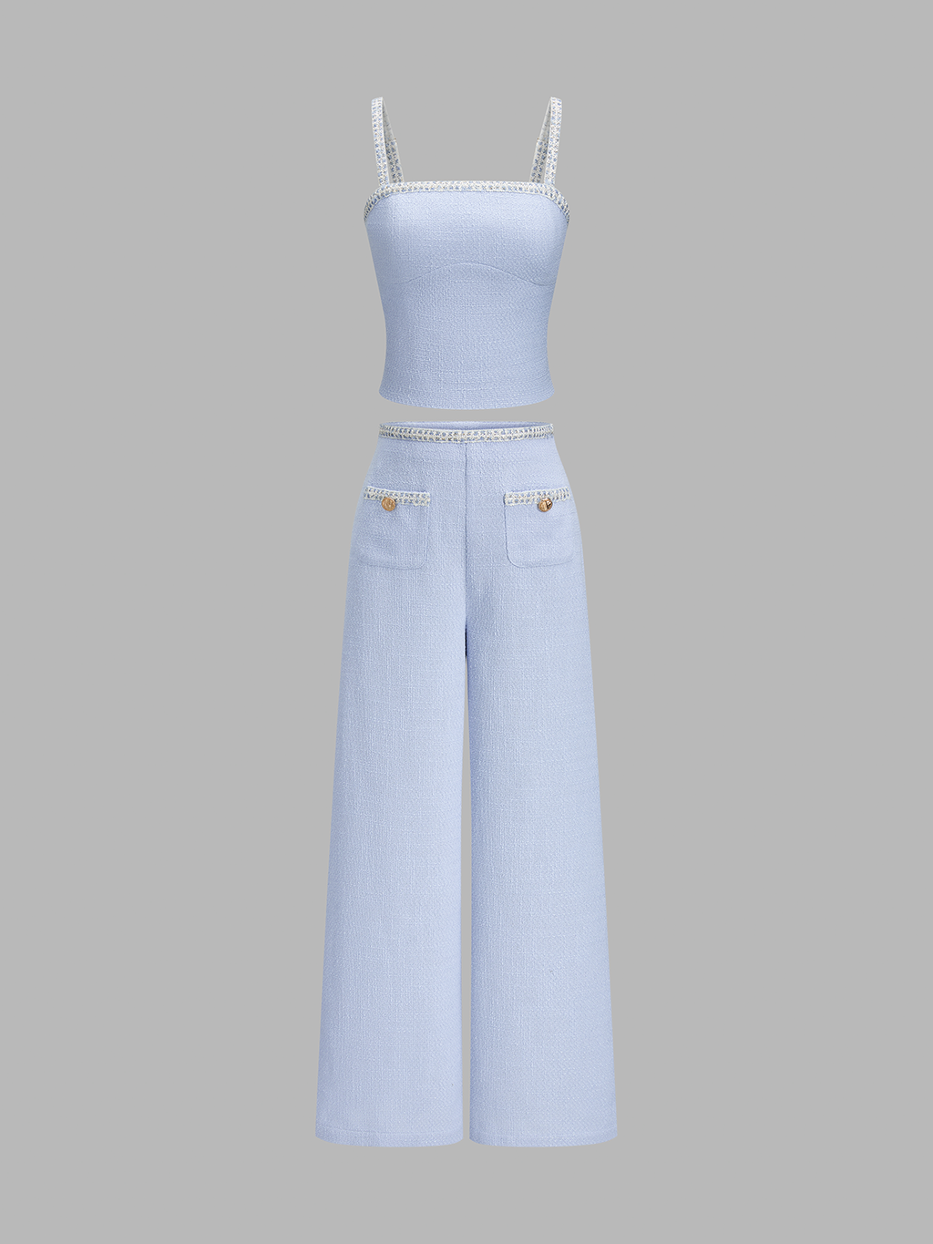 Textured Crop Cami Top & Pants Set