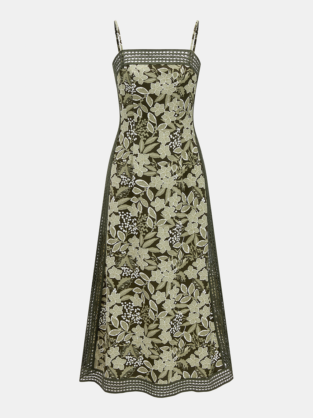 Crochet Trim Floral Print Slip Dress
