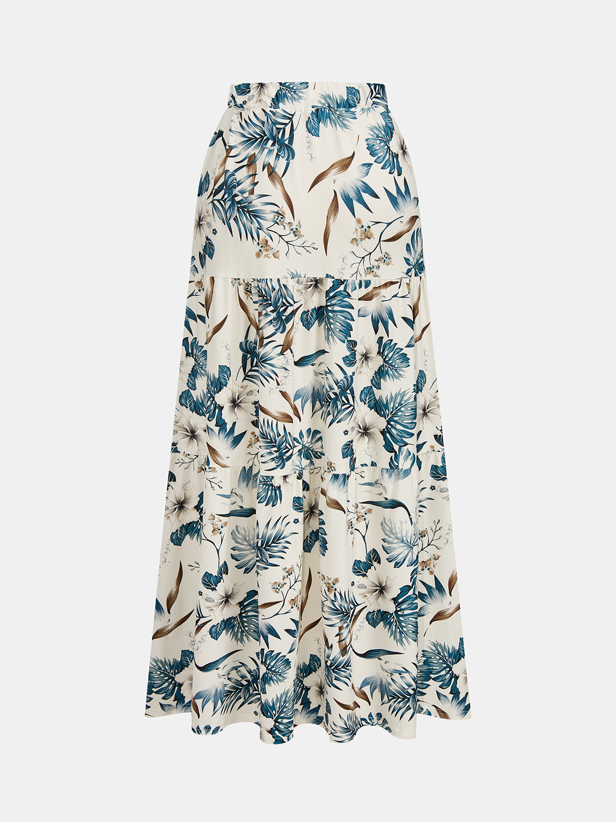 Leaf Print One-Shoulder Top & Skirt Set
