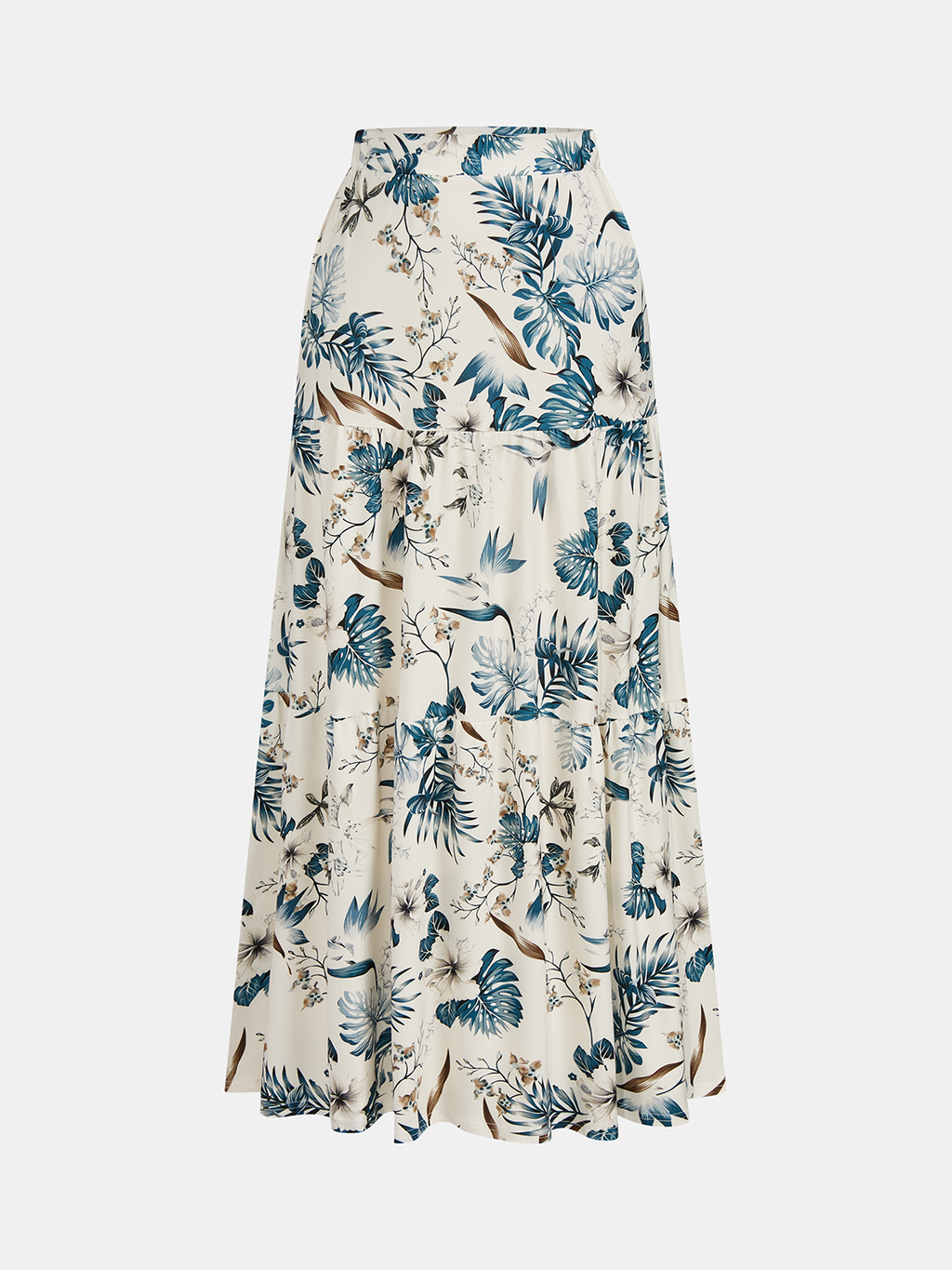 Leaf Print One-Shoulder Top & Skirt Set