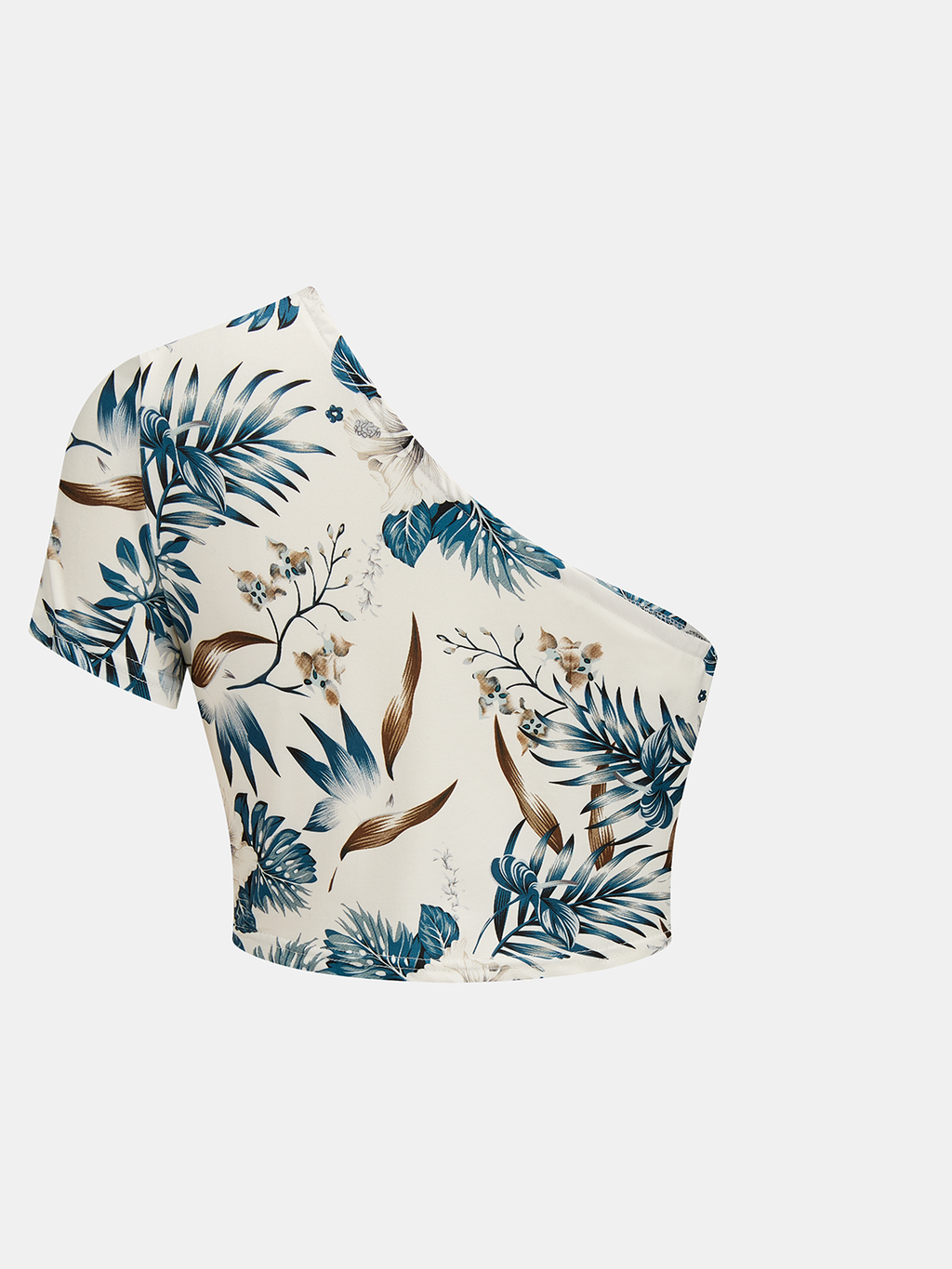 Leaf Print One-Shoulder Top & Skirt Set