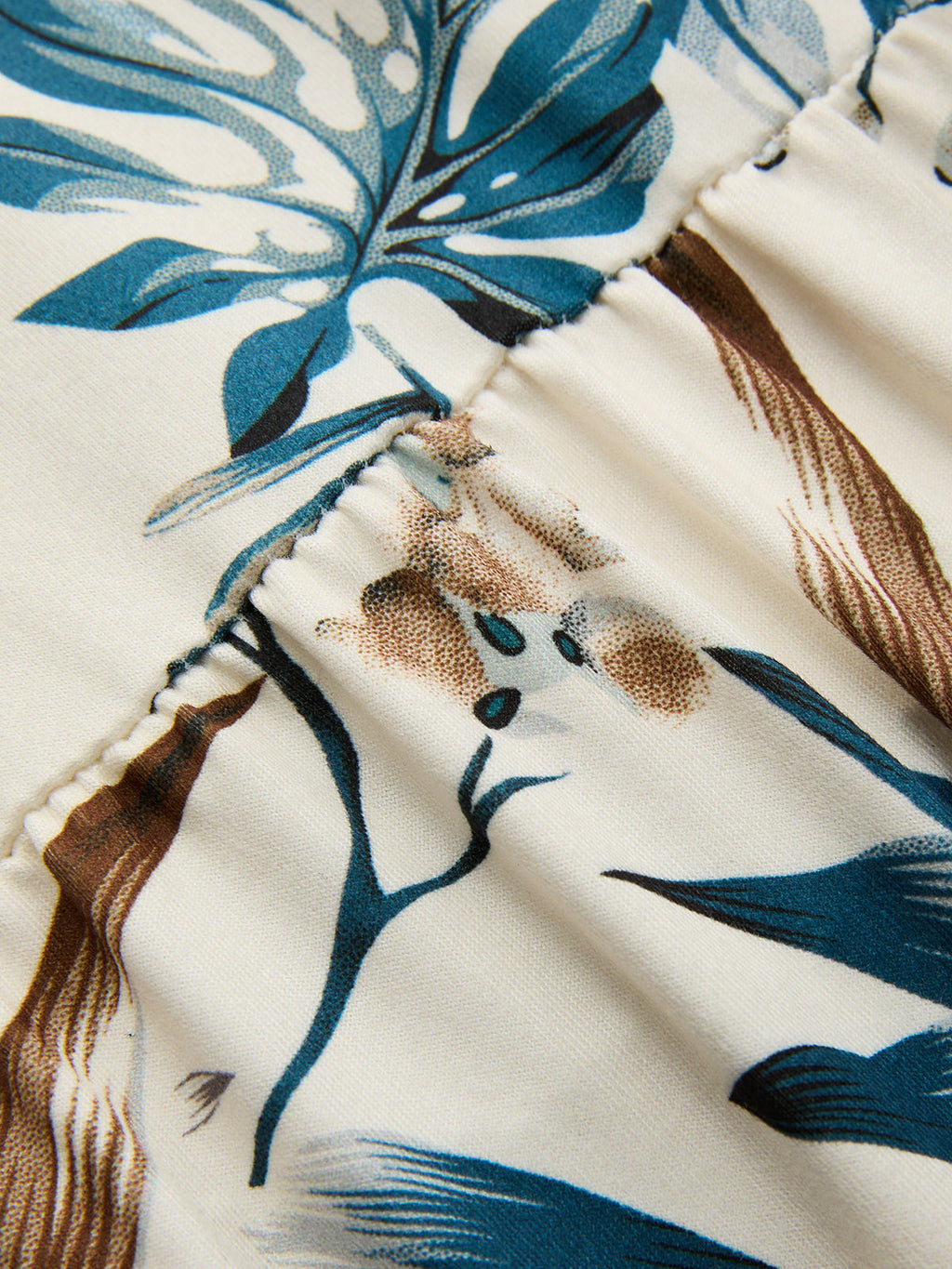 Leaf Print One-Shoulder Top & Skirt Set