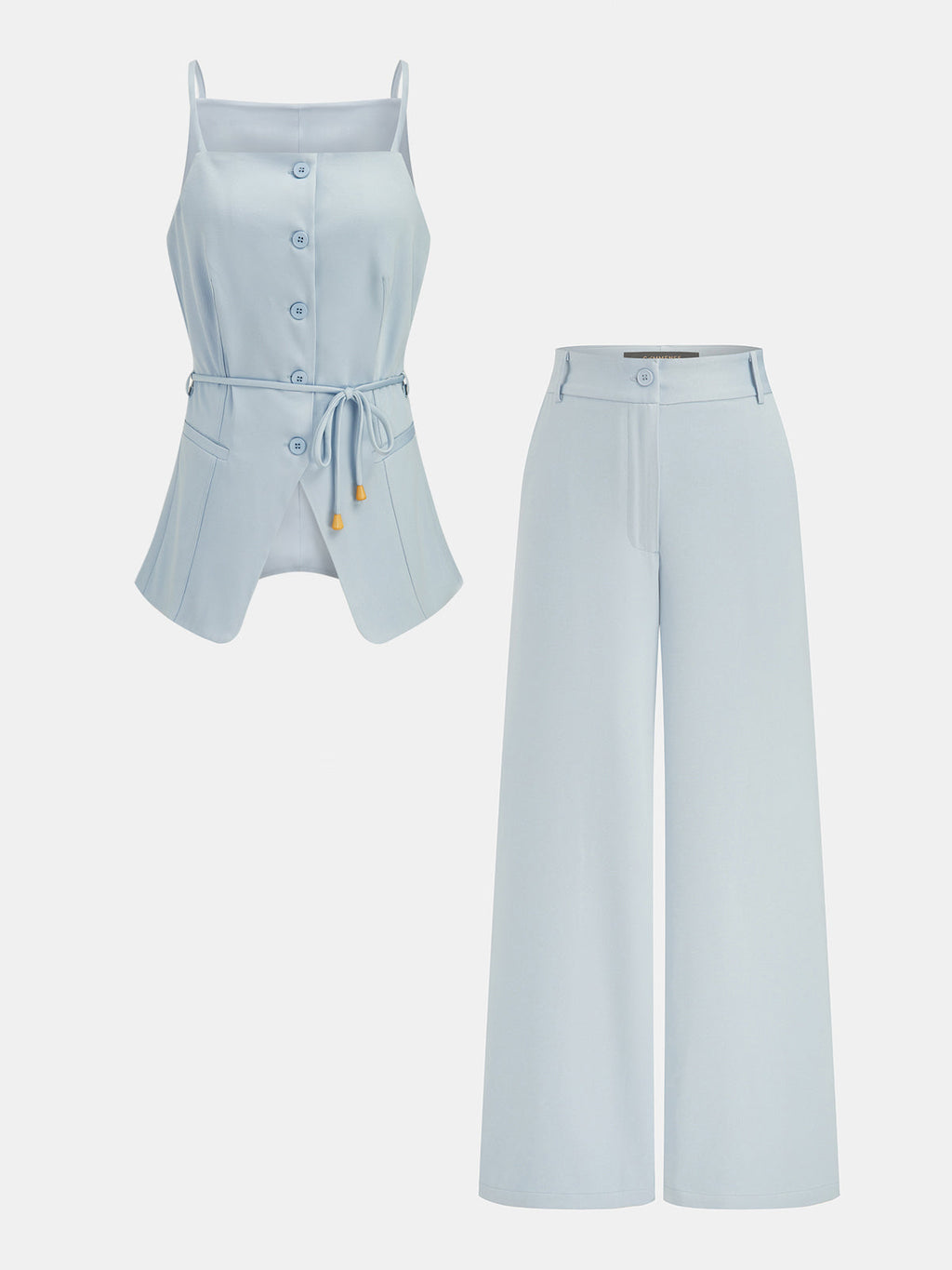 Tie-Waist Cami Top & Wide-Leg Pants Set