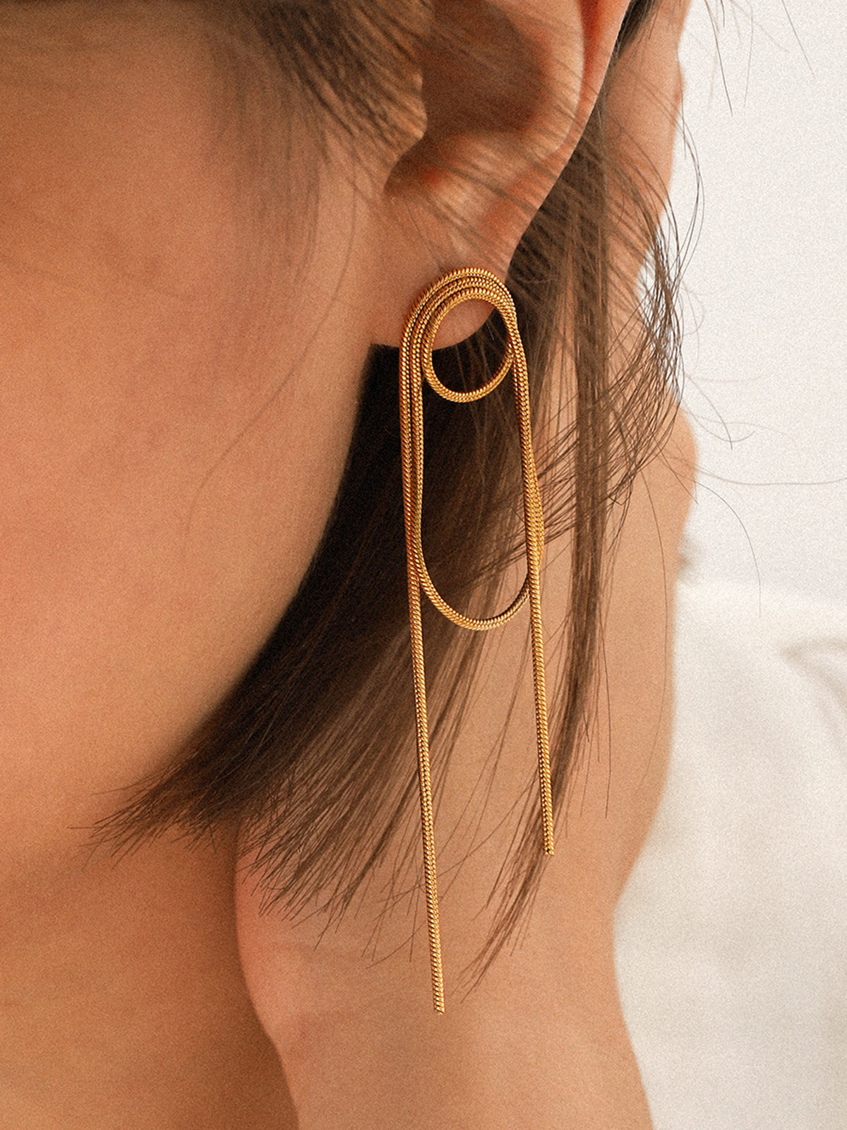 Long Chain Loop Drop Earrings