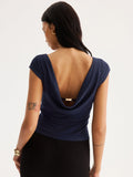 Double-Layer Front Cowl Back Cap Sleeve Top